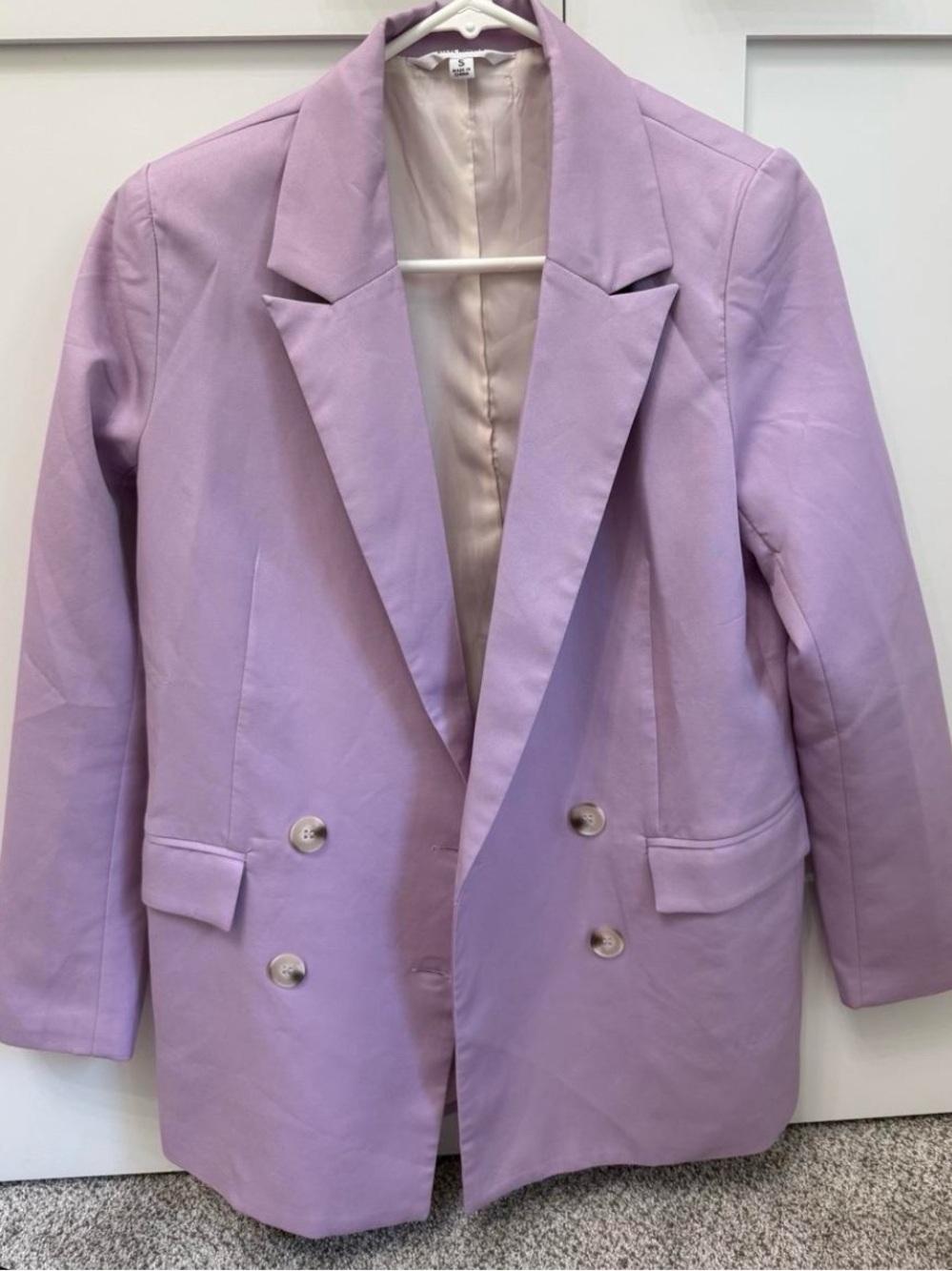 Steve Madden Light Lavender Double-Breasted Blazer